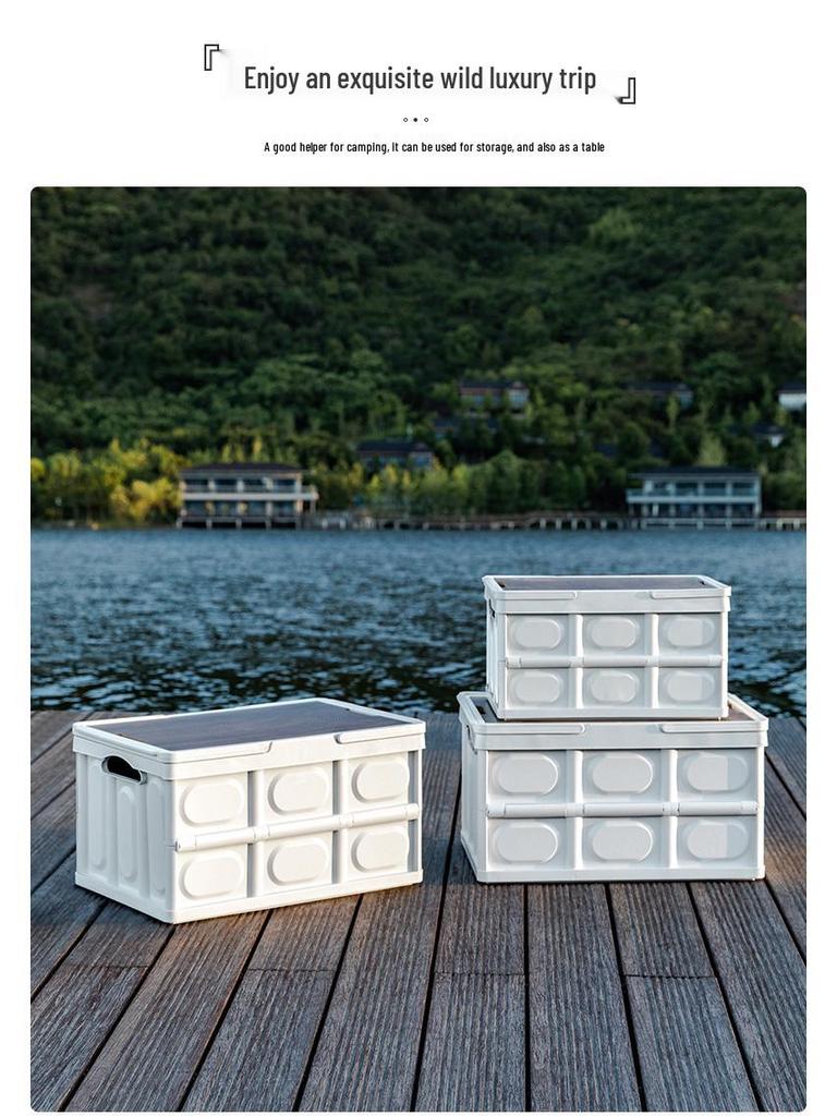 Outdoor Camping Truhe mit Holzdeckel und Griff