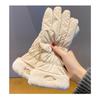 Winter Warm Gloves Touch Screen Women's Thick Cotton Down Riding Cute and Windproof Skiing Gloves with Velvet