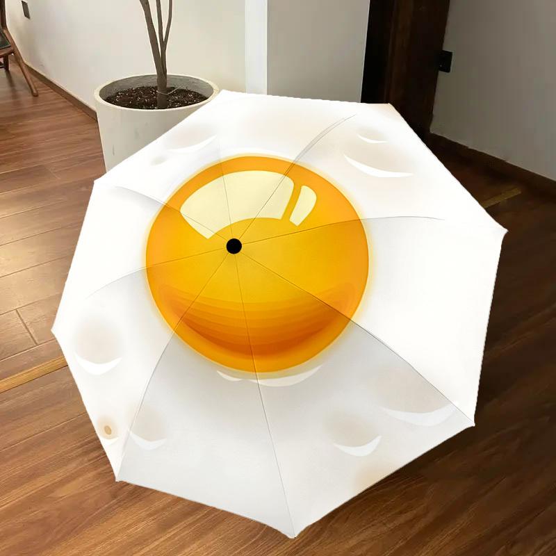 1PC Fried Egg Automatic Open/Close Umbrella with Windproof, 8-Rib Sturdy Canopy, Durable Ribs, Fashionable Design1283A