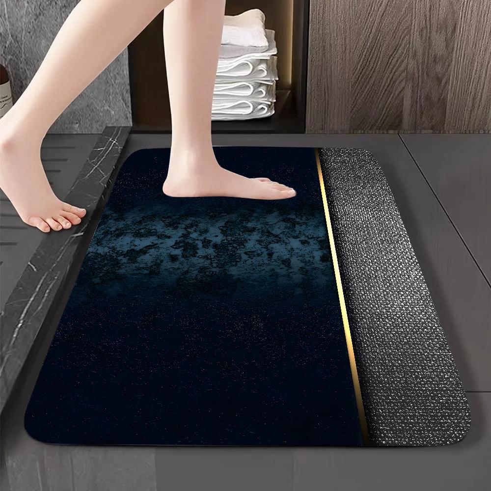 Luxury Black Gold Marble Floor Mat Graphic Printed Flannel Doormats for Bathroom Kitchen Entrance Carpet Home Decor