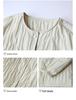 Plus Size Women's Korean Style Winter Padded Jacket 2025 - Loose Fit, Warm, Windproof, Round Neck, Solid Cream Color Cotton Coat