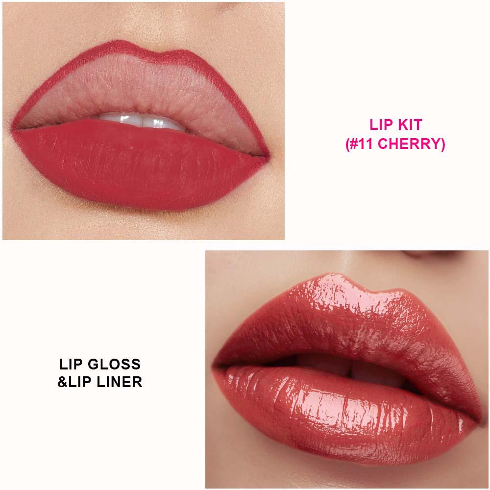 Customizable Long-Lasting Waterproof Lip Gloss and Liner Set with Mirror and Moisturizing, Nourishing Tube.