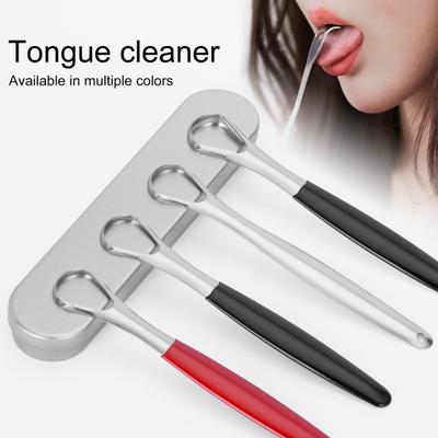 Tongue Scraper Anti-slip Handle Groove Top Double-Sided Cleaning Easy Operating Tongue Cleaning Brush Tools for Unisex