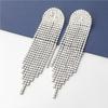 1 Pair Shiny Rhinestone Chandelier Tassel Earrings Long Ear Dangle Earring Geometric Shape Bridal Dangling Fringe Jewelry