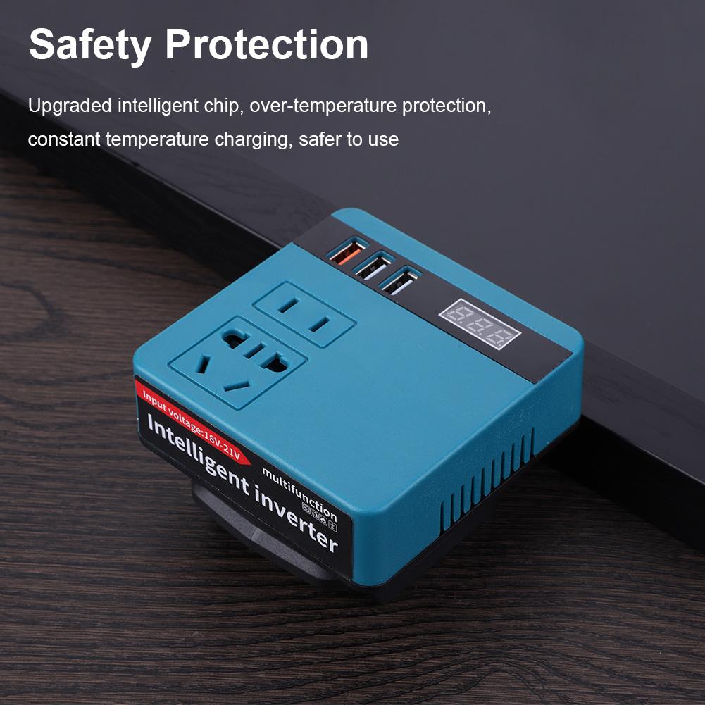 120W Electric Tool Battery Inverter DC 18-21V To AC 220V Outdoor Work Inverter DC To AC Inverter Fit for DeWalt Makita Milwaukee