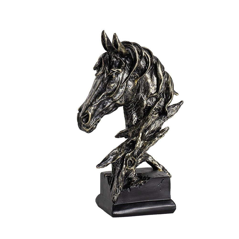 Resin Animal Sculpture Art Miniatures Figurine Micro Landscape Horse Head Statue  Bedroom