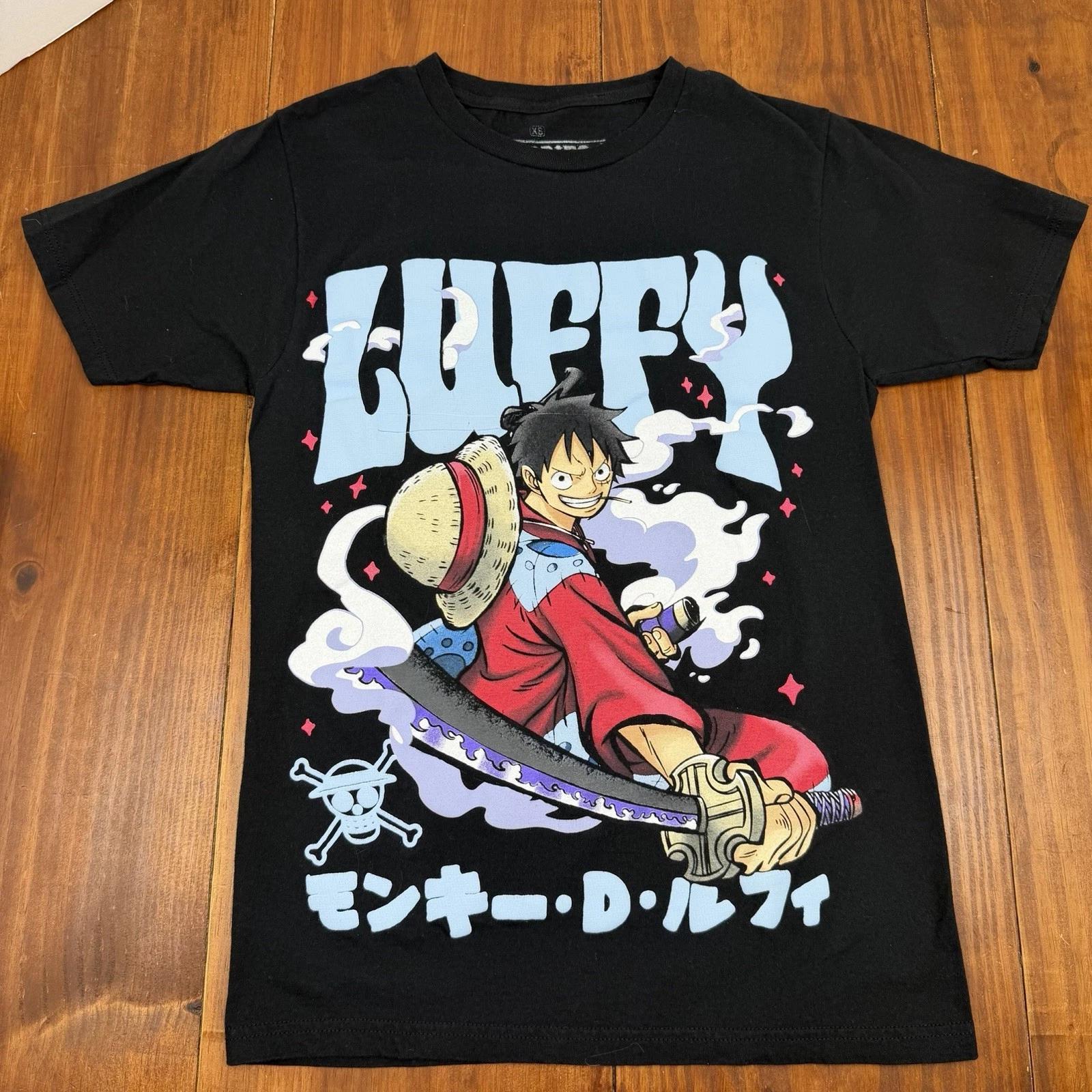 Ripple Junction One Piece Luffy Black Anime T-Shirt Men s XS - READ L