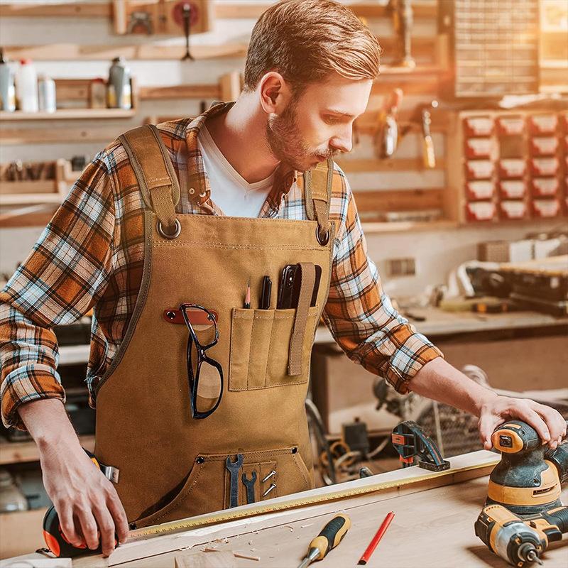 Xiaomi Фартуки для деревообработки с регулируемыми перекрещивающимися лямками Прочный фартук из вощеного холста Премиальная рабочая одежда для механиков мастерской