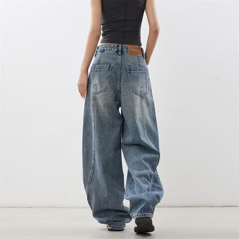 Damen Jeans mit hohem Bund, Retro Blau, Weites Bein, Herbst/Winter 2025, Entspannter Gerader Schnitt