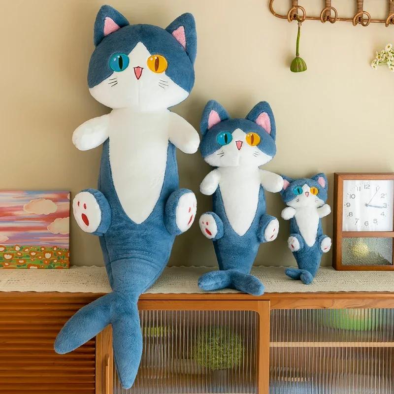 135cm Pupil Shark Cat Doll Pillow Sleeping Girl Plush Toy Plant Stuffed Doll Holidays Props Decorative Throw Pillow for Kids
