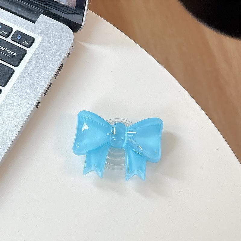 Solid Color Bow Mobile Phone Airbag Bracket Paste Retractable Ring Girl Desktop Drama Support
