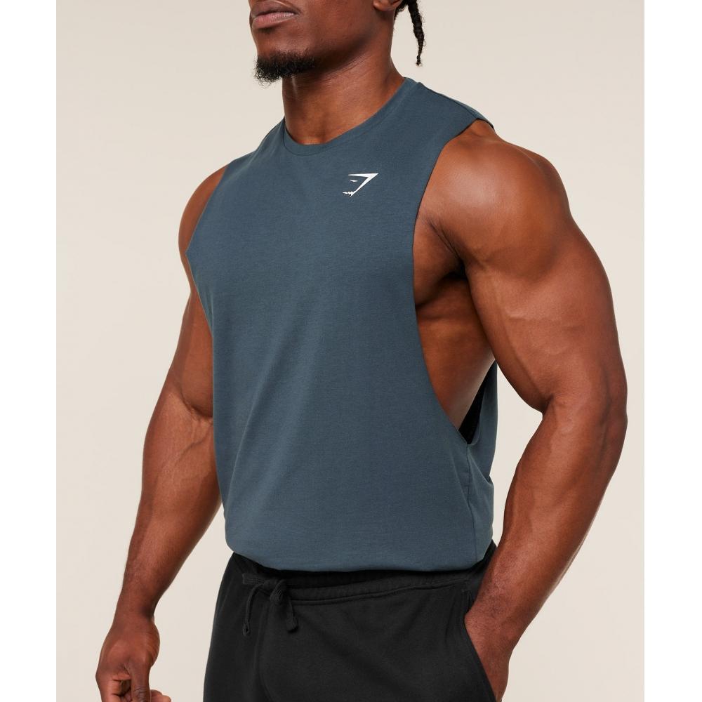 Gymshark Critical 2.0 Drop Arm Tank Gs Stealth Blue A1a2r Ud6s