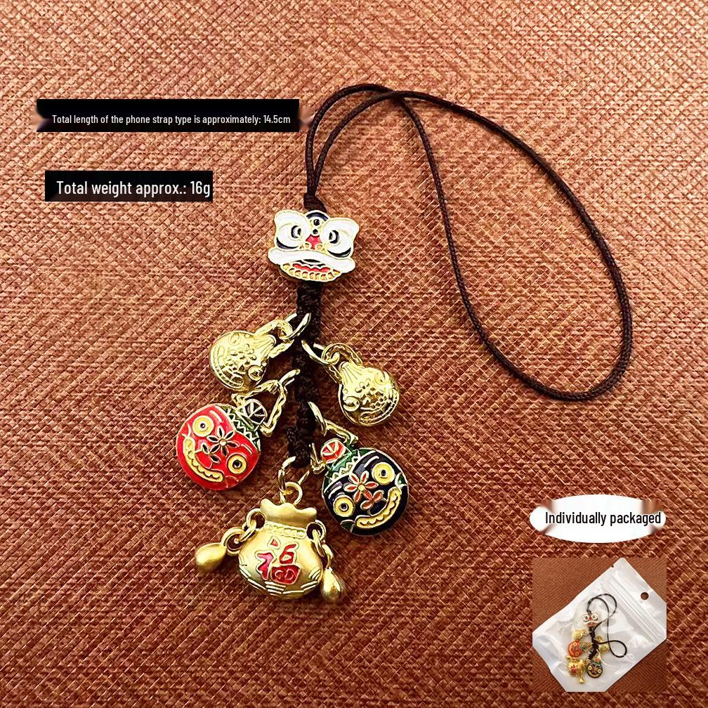 Gold Sand God of Wealth Family Keychain Pendant: Fortune & Gold-Devouring Beast Design