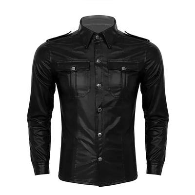 Stilvolles Echtes Weiches Party Casual Fit Herrenhemd Schwarz Handgefertigtes Lammleder