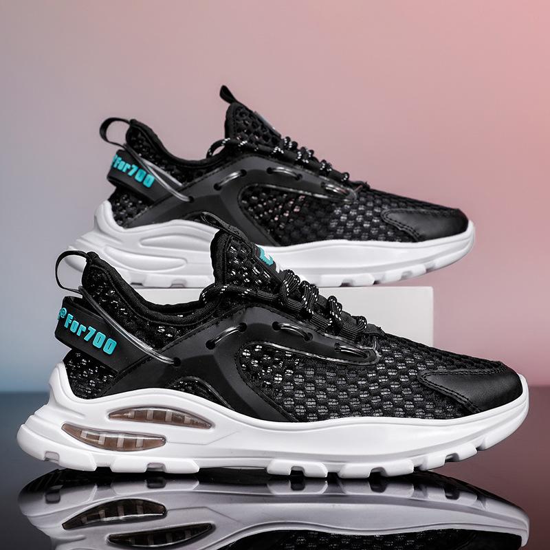 2025 summer new large mesh hollow dad shoes mesh breathable sports shoes men's lightweight and comfortable running shoes