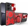 Protective Case - Xiaomi - Redmi 13c - Red - Pc + Tpu - 360° Rotating Ring Stand