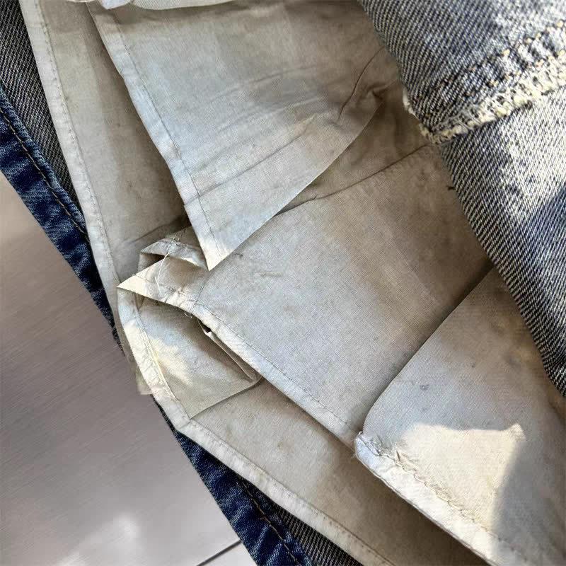 2025 Sommer Trend A-Linien-Rock: Schwere Bohr-Nischen-Design, Damen-Jeans-Shorts mit weitem Bein