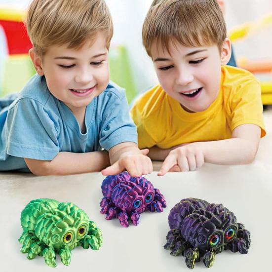 Halloween 3D Printed Spider Figurine Movable Joints Spider Figure Fidget Toy Articulated Spider Model Decoration Home Office Desktop Ornament