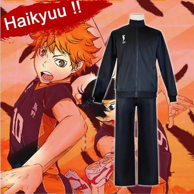 Haikyu! Haikyuu!! Μπουφάν Λυκείου Καρασούνο Χινάτα Haikyuu Κοστούμι Cosplay Μαύρα Αθλητικά Ρούχα Βόλεϊ Άνιμε Κοστούμι Cosplay