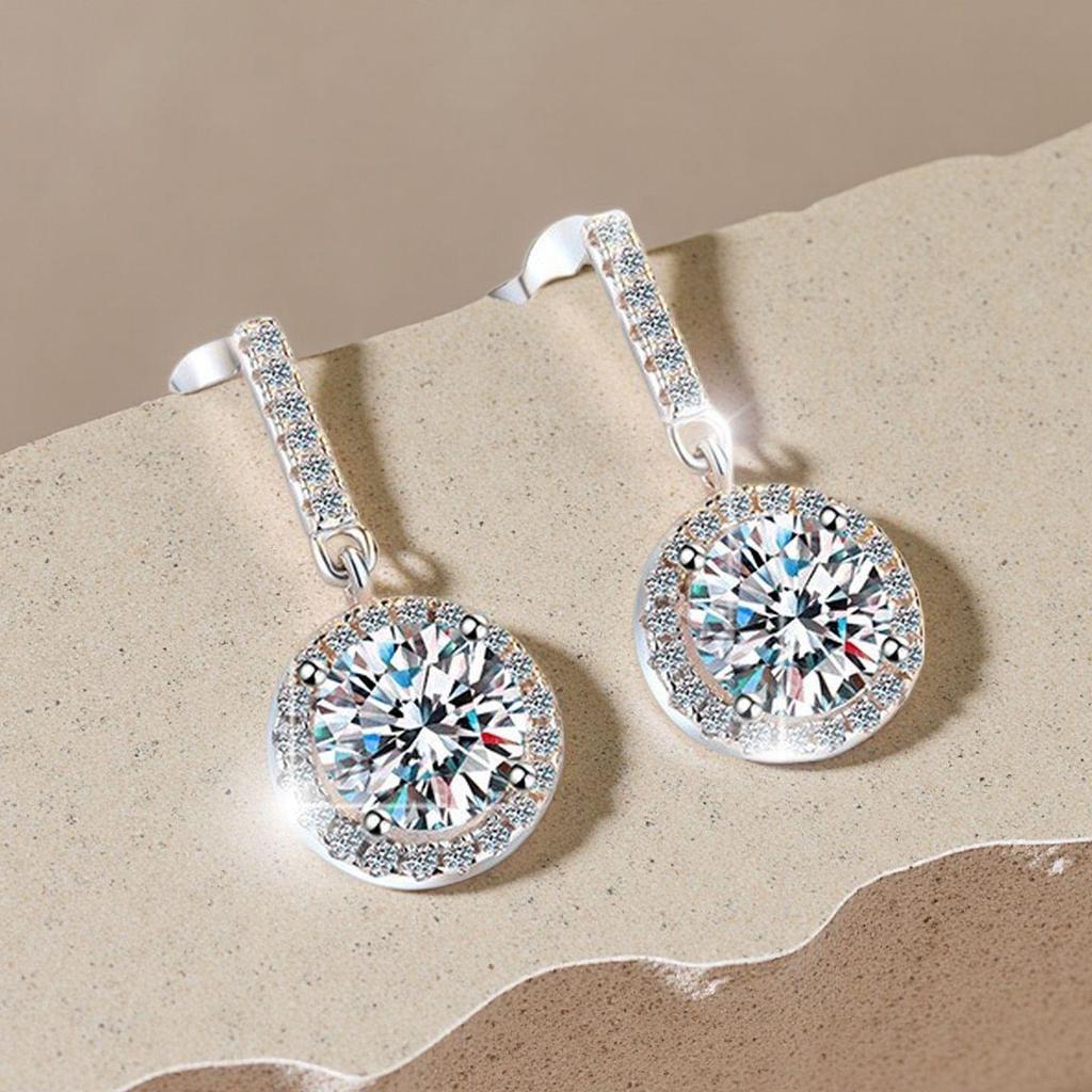 High-End Shiny Diamond Round Zircon Stud Earrings - European & American Hot-Selling Jewelry