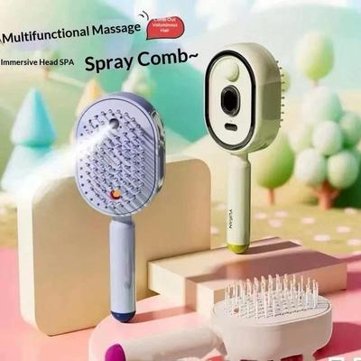 1 Set Mini Portable Electric Scalp Massage Spray Comb Air Cushion Hair Brush for Pocket Carry Travel Hair Care Use