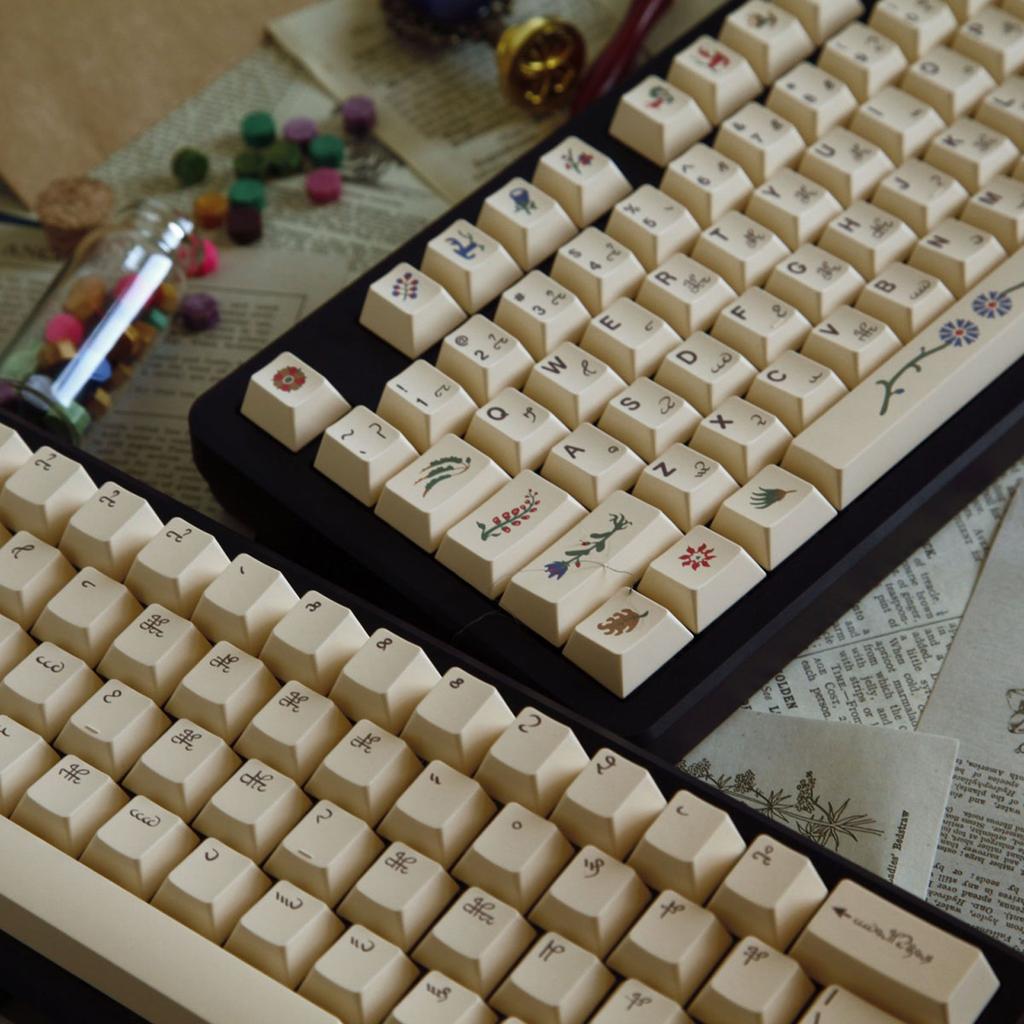 135 Keycaps Ergonomic PBT Keycap Set Mysterious Voynich Manuscript Theme Perfectly For Enhancing Desktop Aesthetics