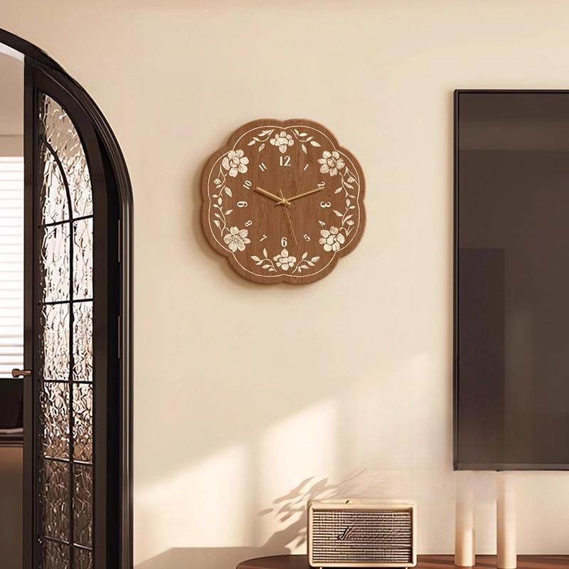 Round Design Wall Clocks Creative Chinese Style Fashion Vintage Wall Clocks Wooden Digital Horloge Murale Ornaments Home Decor