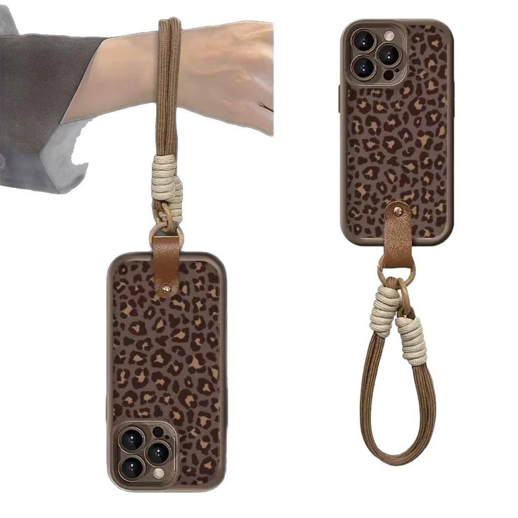 Spotted leopard print for iphone17pro mobile phone case Apple 15 hand rope 14 retro 13promax new 16x