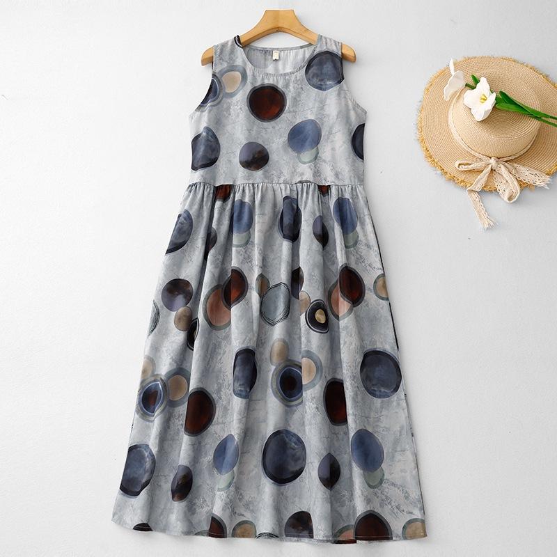 

2025 новое маленькое высококачественное легкое роскошное темпераментное достойное атмосферное изысканное корейское печатное платье без рукавов женское летнее 2XL