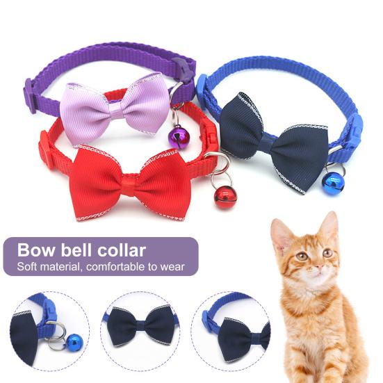 Collare con Fiocco per Animali Domestici Colore Unico Vestito Festivo Adorabile Collare a Nodo con Fiocco e Campanellino per Natale