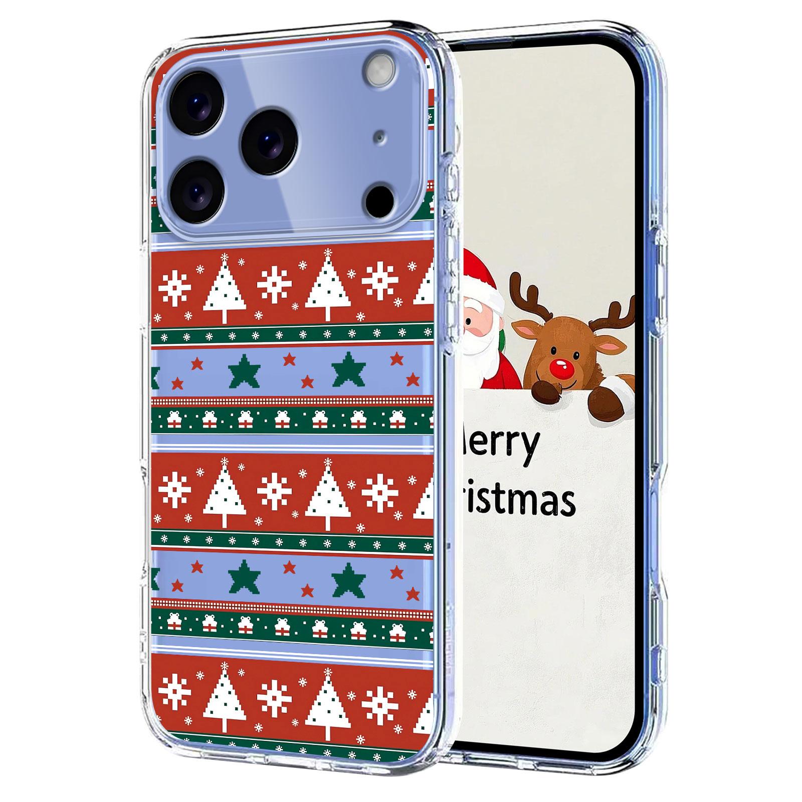 

For iPhone 17 Pro Max Case Christmas Themed Pattern Printing TPU Phone Back Cover Christmas Ribbons