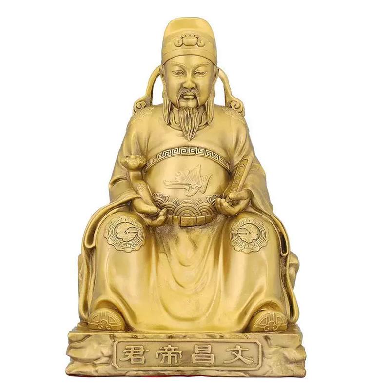 Feng Shui Copper People Wenchang Dijun Statue God of Literature Figurine for Home