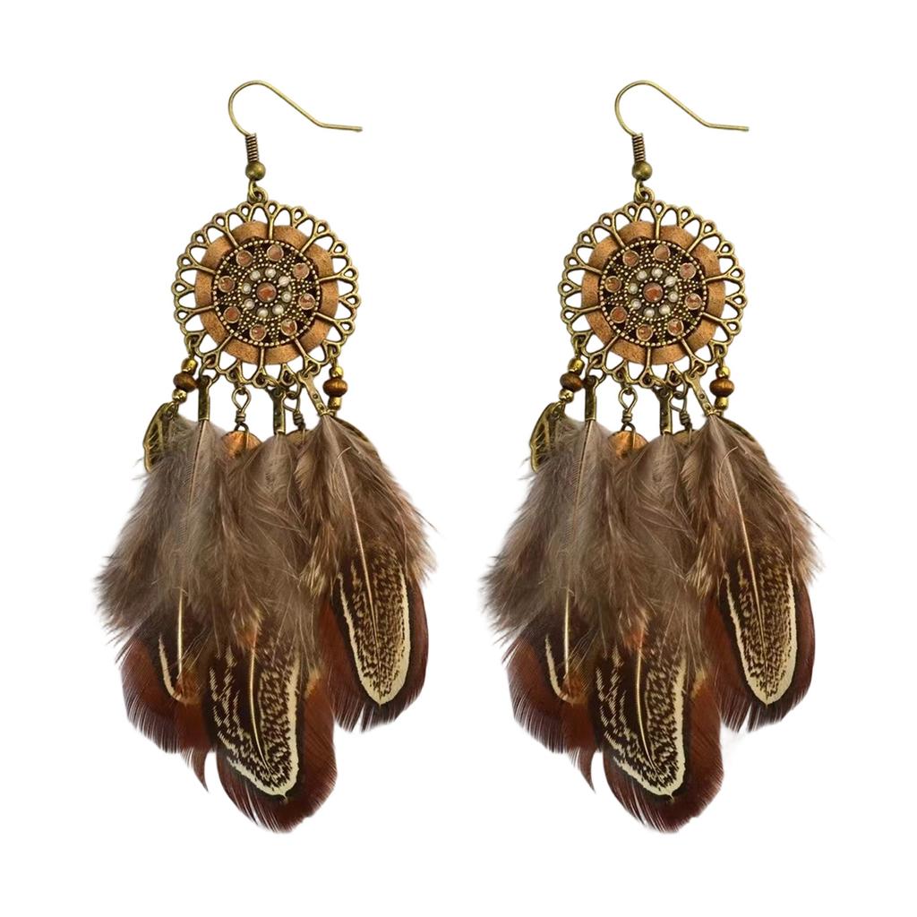 Stylish Dangle Earrings Bohemian Jewelry Daily Wear Accessory Tassels Earrings Feather Texture for Fashion Outfits