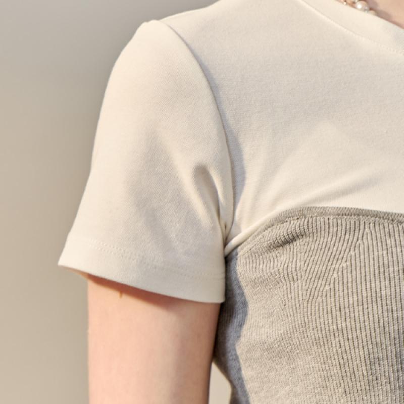 Maxza BusTier Layered Color Block ShorT Sleeve T shirT Zf05qk001na