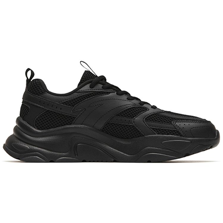 Anta Lifestyle Series Fabric Synthetic Leather Shock Absorbing Non-Slip Wear-Resistant Low-Top Casual Shoes Women sneaker Black 122258891-4