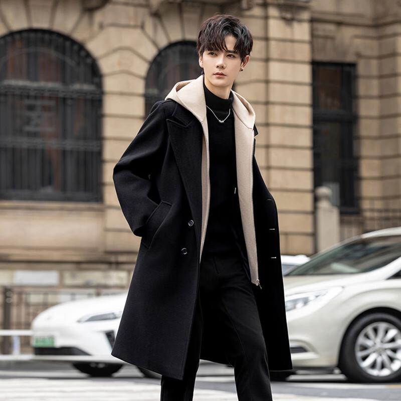 ROMON Men's Faux Two-Piece Mid-Length Overcoat