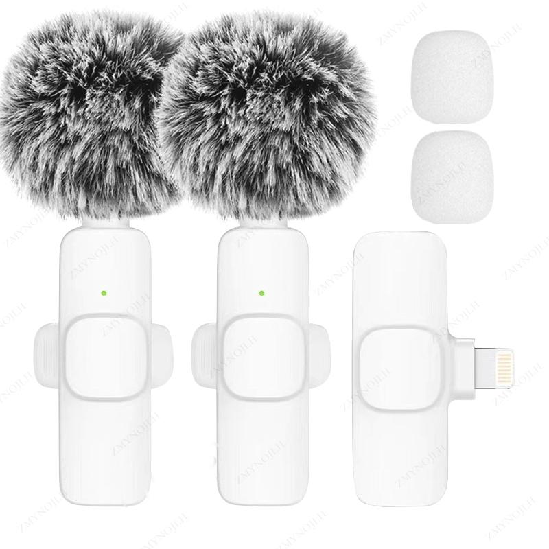 

Новый беспроводной петличный микрофон, портативный аудио- и видеозапись, мини-микрофон для iPhone, Android, ПК, камеры, игрового телефона White 2in1-IOS