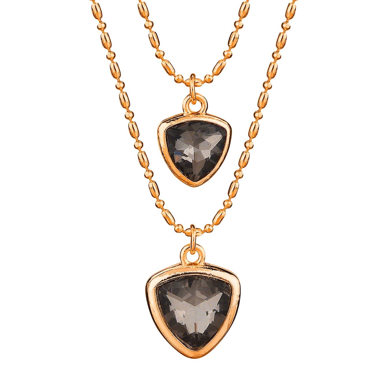 Spanish Love Zircon Rice Necklace Female Double Heart Outline Clavicle Chain Female