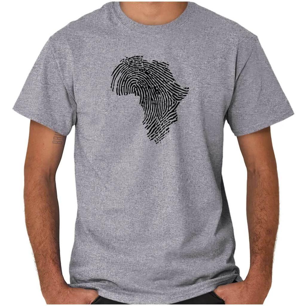 Black History Month Africa Finger Print Map Womens or Mens Crewneck T Shirt Tee