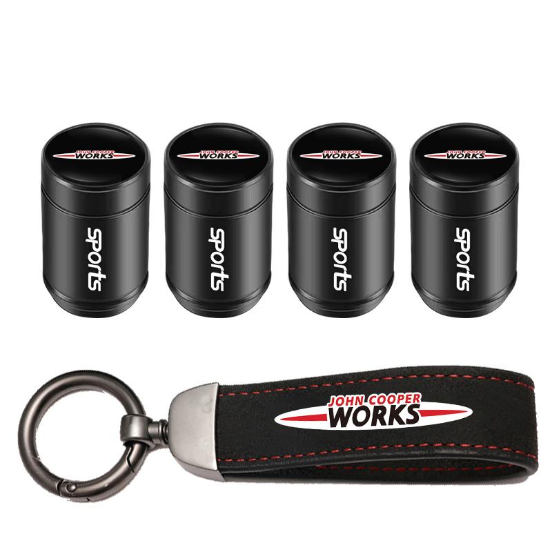 Car Tire Wheel Valve Caps Cover Suede Car Key Chain Ring Keychain For MINI WORKS One Cooper JCW R60 R59 R58 R57 R56 R55 R53 R52+