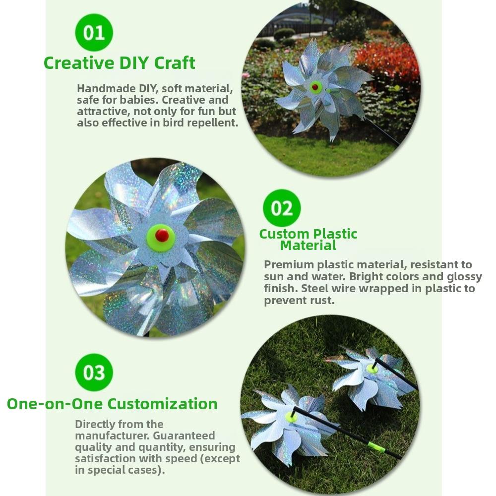 Sparkly Reflective Pinwheel Anti Birds Windmill Spinner Durable Bird Repeller Pinwheels for Garden