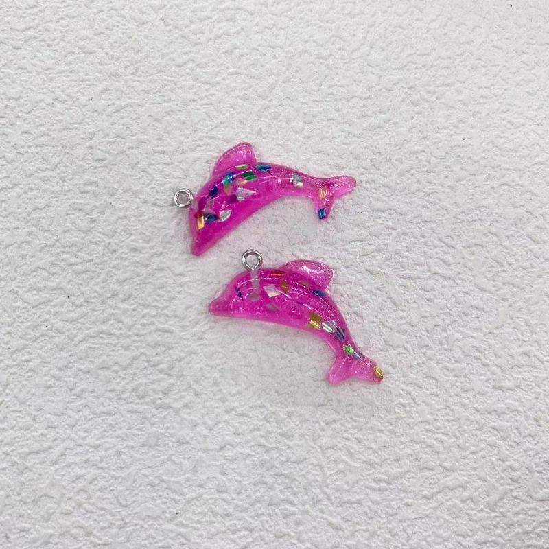Transparent Sequined Dolphin Amulets - Transparent Pendants for DIY Bracelets Earrings Bag Accessories