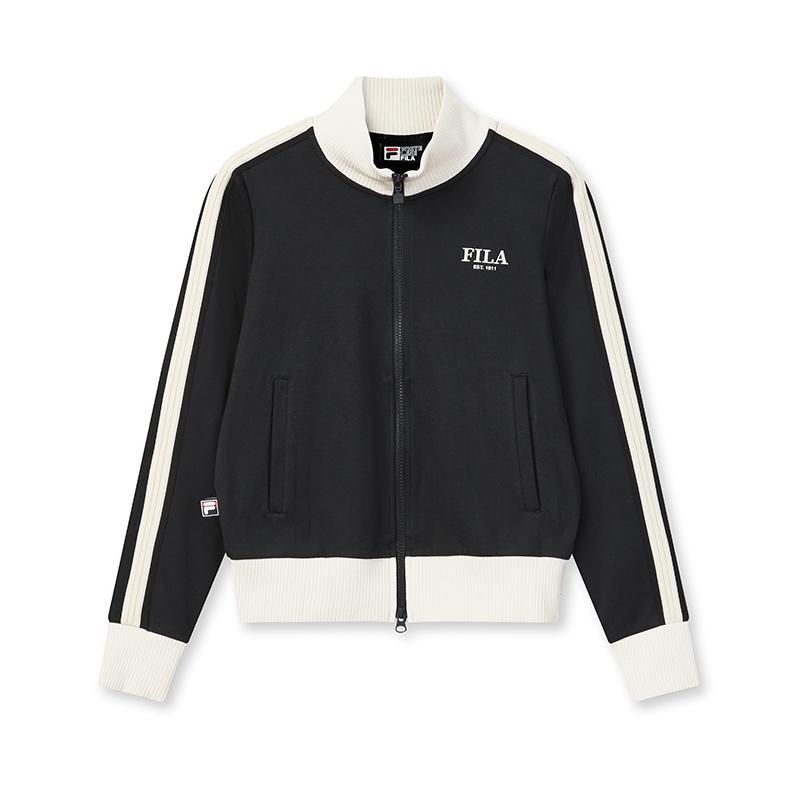 

FILA Original Classic Basic Simple Striped Zip Collar Knitted Long Sleeve Jacket Women jackets F11W619508F-NV L