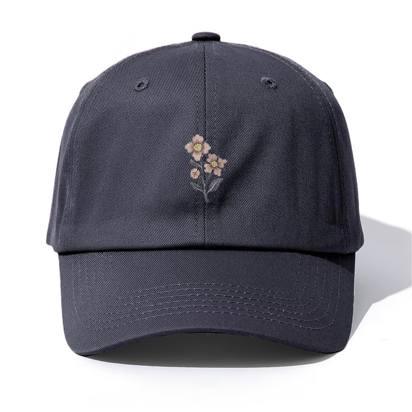 

1pc Flower Print Baseball Cap for Adults, Minimalist Retro Style Casual Soft Adjustable Dad Hat, Perfect As Gift серый