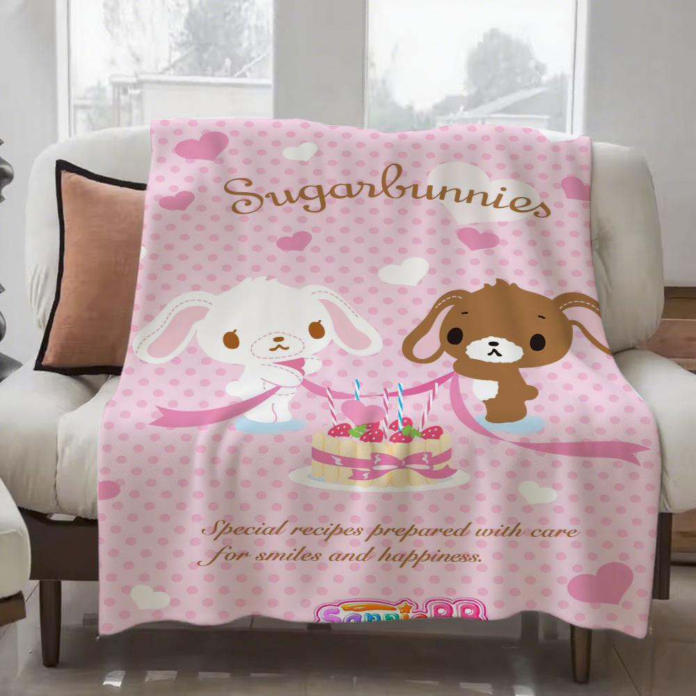 Cartoon S-Sugarbunnies Cute Rabbit Blanket Design Lightweight For Dorms, Naps, Living Room, Office,Sofa,All-Season