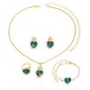 Love Rhinestone Necklace Earrings Ring Jewelry Four-Piece Set High-End Bridal Jewelry