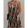 2026 Summer Women's Knee Length Short Dress Bohemian Vintage Printed Round Neck Dress Casual Comfortable Beach Sleeveless Dresse