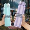 1PC We make more faint text print 750ml colorful plastic sports water bottle leakproof pop up lid with straw for outdoor work home use