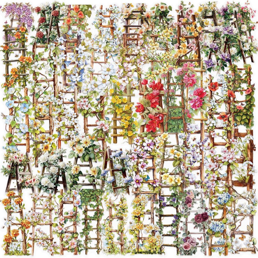 Floral Ink PET Transparent Stickers for Phone, Laptop, Suitcase, and Cup Decoration