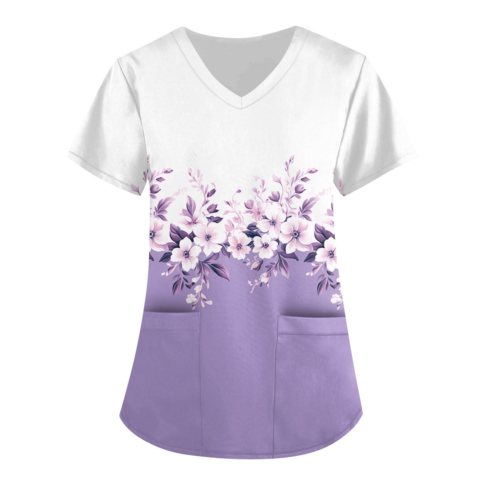 

Женская симпатичная принтованная рабочая одежда с V-образным вырезом, двухслойными карманами, базовым коротким рукавом, пуловером ко Дню святого Валентина XL винный